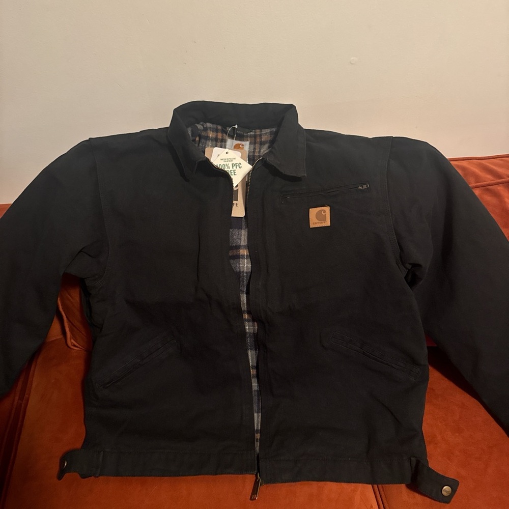 Carhartt Black Jacket with Plaid Lining